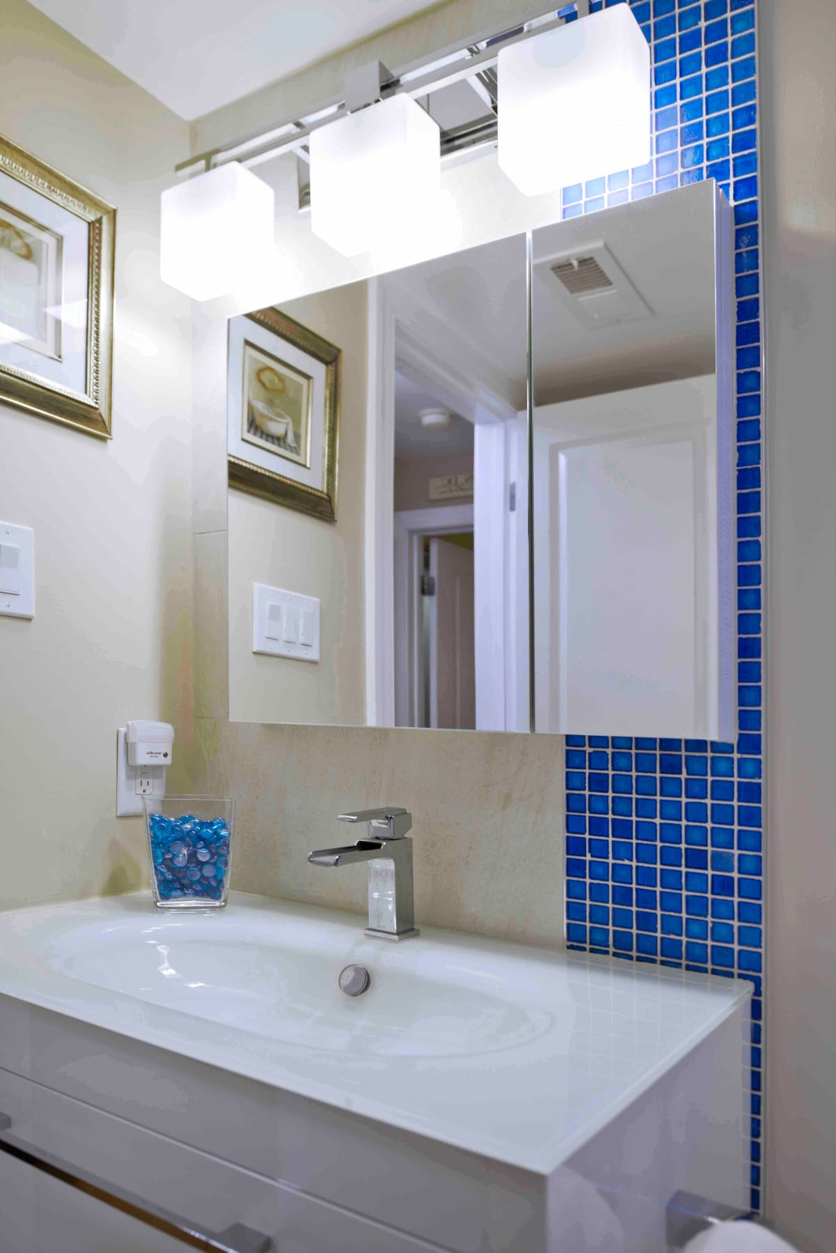 Blue Mosaic Bathroom Remodel — Karma Construction Group