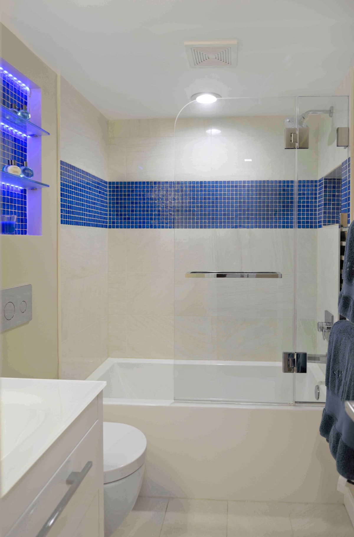 Blue Mosaic Bathroom Remodel — Karma Construction Group