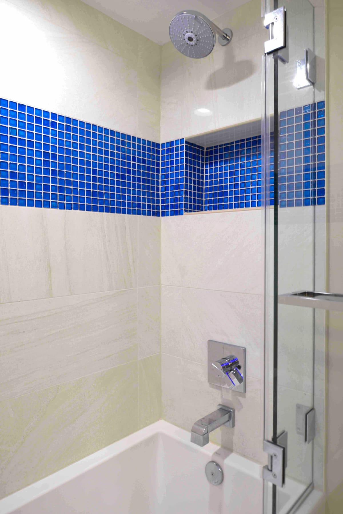 Blue Mosaic Bathroom Remodel — Karma Construction Group
