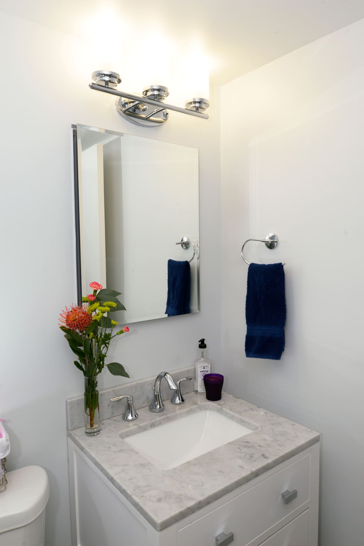 Gray Stone Walk-In Shower Bathroom — Karma Construction Group