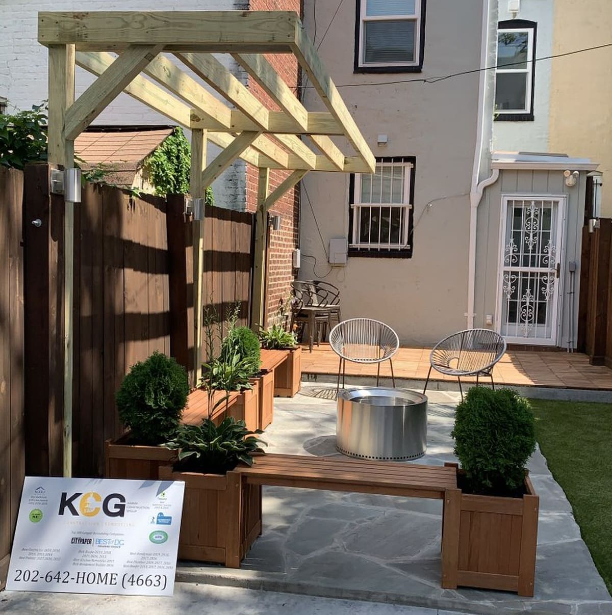 Backyard Pergola & Flagstone Patio — Karma Construction Group